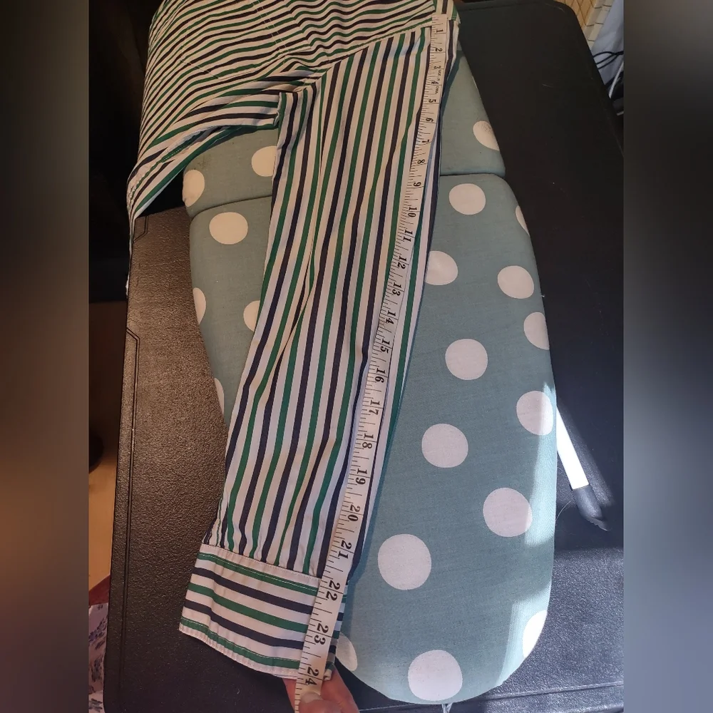 J Crew Green and White Striped Shirt - Picture 9 of 10